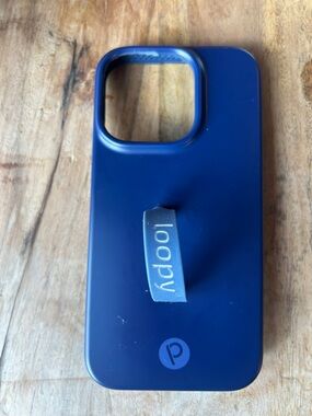 Loopy Phone Case with Finger Strap - Deep Blue